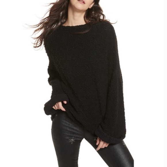 Free People Sweaters - Free People Black Bell Sleeve Cuddle Up Pullover